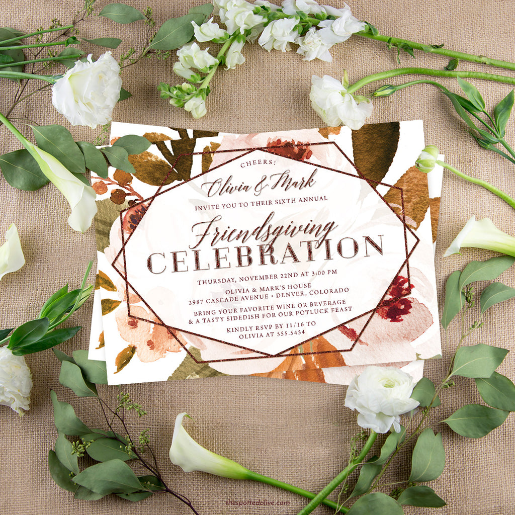 Autumn Florals Friendsgiving Invitations by The Spotted Olive - Scene
