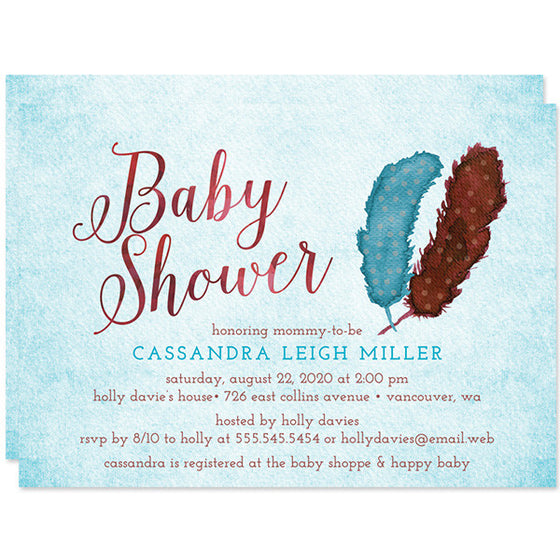 Baby Shower Invitations - Boho Painted Feathers - The Spotted Olive