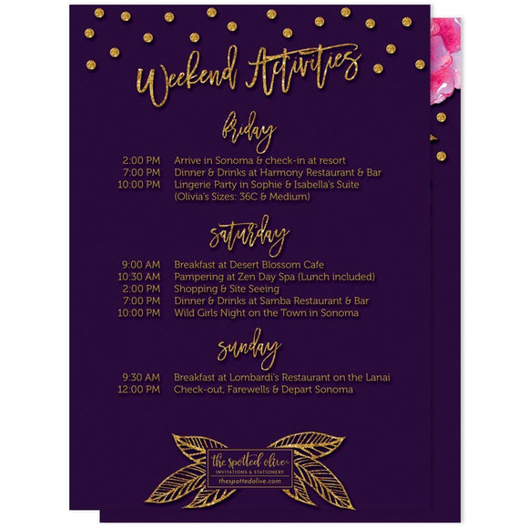 Bohemian Violet Bachelorette Weekend Invitations by The Spotted Olive