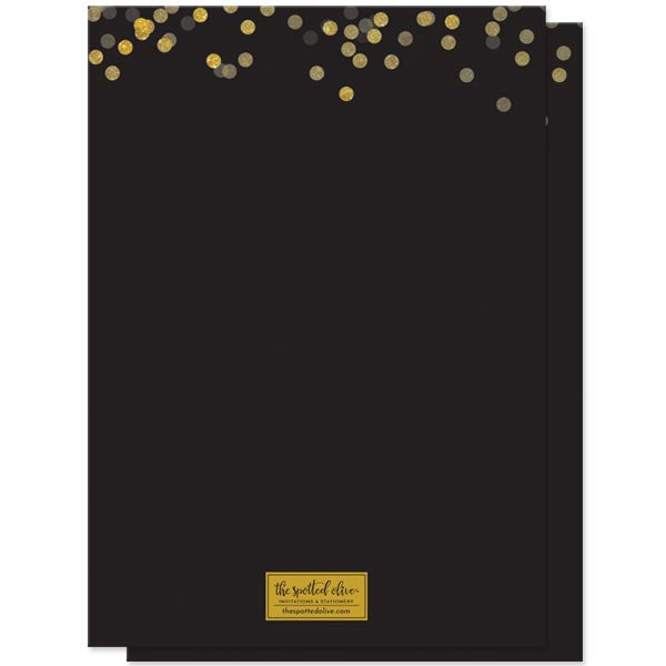 Black & Gold Confetti Save The Dates by The Spotted Olive