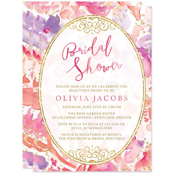 Blissful Blooms Watercolor Floral Bridal Shower Invitations by The Spotted Olive