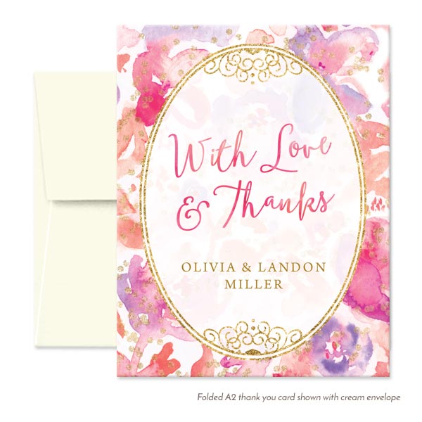 Blissful Blooms Watercolor Floral Personalized Thank You Cards by The Spotted Olive - Cream Envelopes