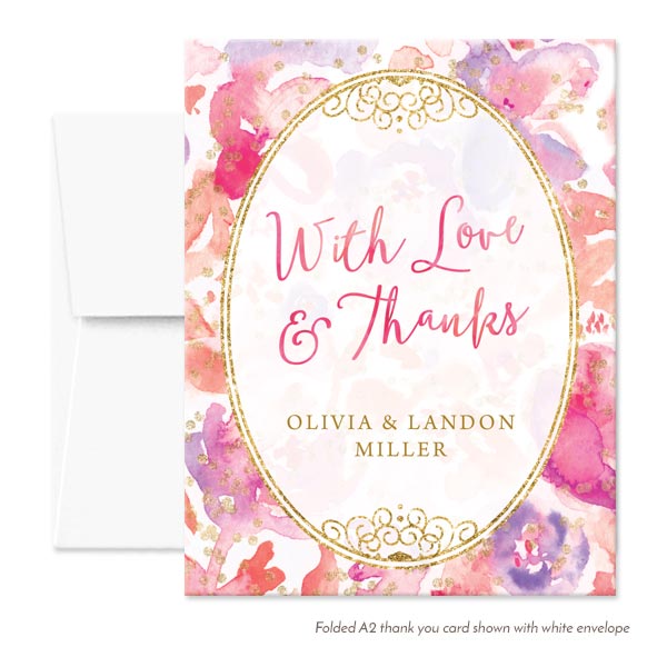 Blissful Blooms Watercolor Floral Personalized Thank You Cards by The Spotted Olive - White Envelopes