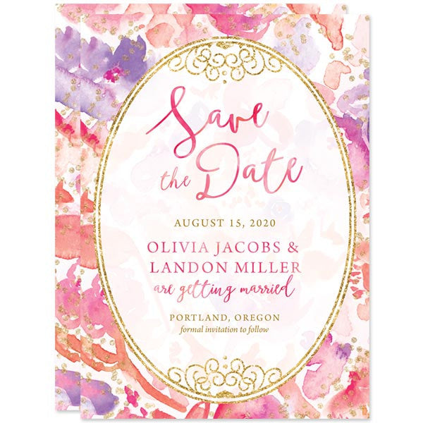 Blissful Blooms Watercolor Floral Save The Dates by The Spotted Olive