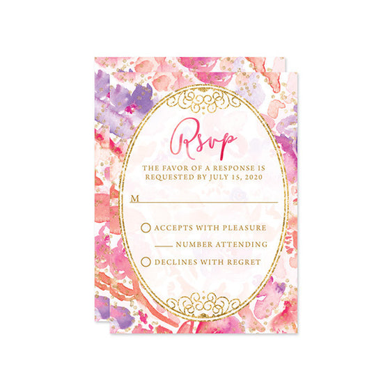 Blissful Blooms Watercolor Floral Wedding RSVP Cards by The Spotted Olive