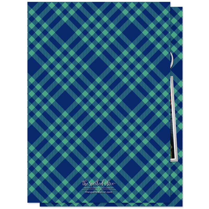 Blue & Green Plaid Holiday Photo Cards by The Spotted Olive - Back
