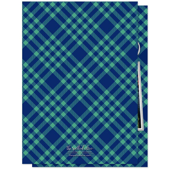 Blue & Green Plaid Holiday Photo Cards by The Spotted Olive