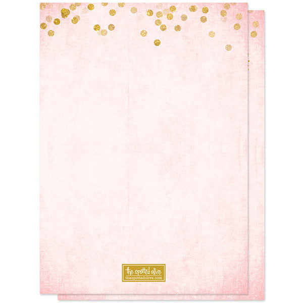 Blush Pink & Gold Bridal Shower Invitations by The Spotted Olive back