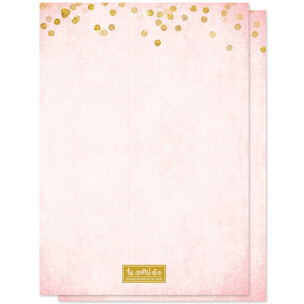 Blush Pink & Gold Confetti Sweet 16 Party Invitations by The Spotted Olive back