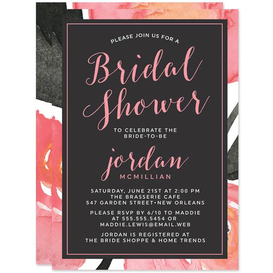 Bold Floral Bridal Shower Invitations by The Spotted Olive