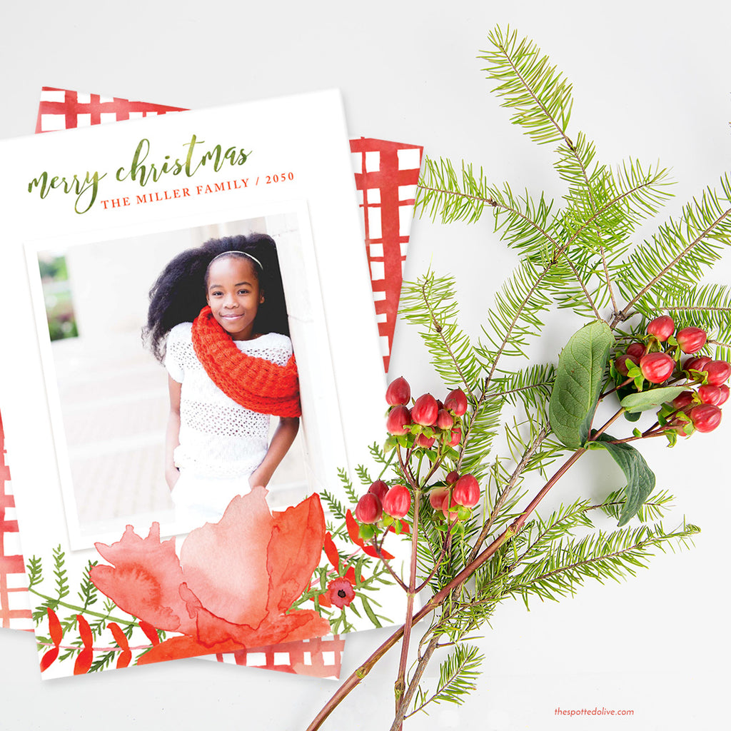 Bold Floral Holiday Photo Cards by The Spotted Olive - Scene