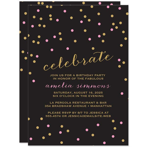 Celebrate Confetti Birthday Party Invitations by The Spotted Olive