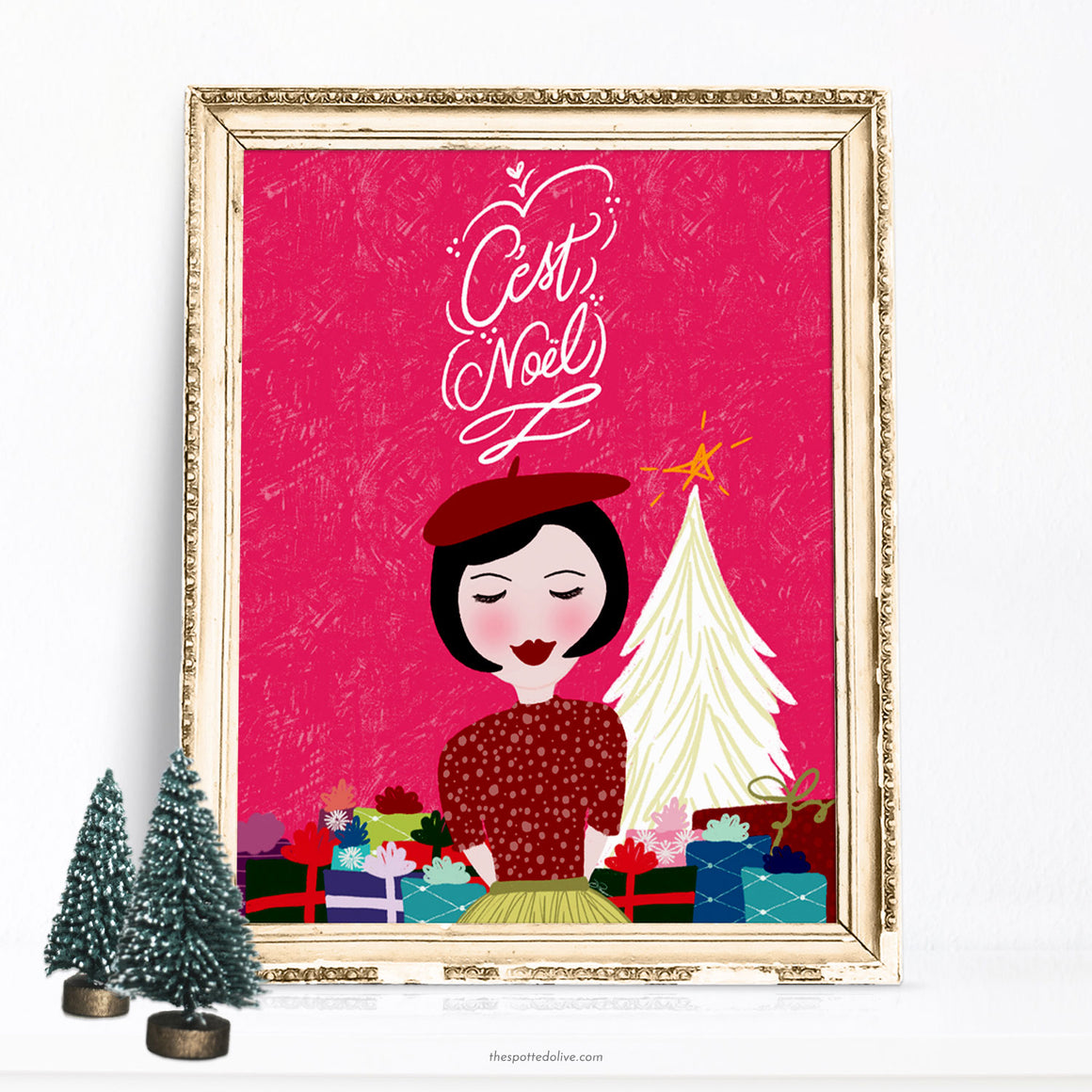 Printable Art Download - C‘est Noel Holiday Illustration