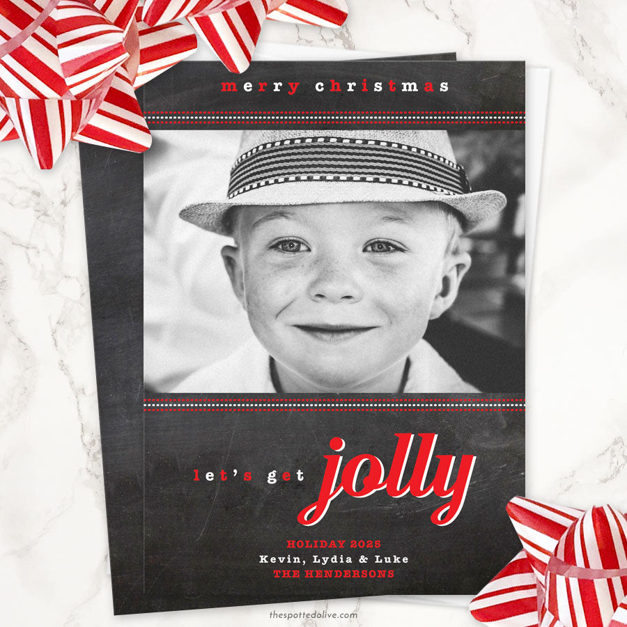 Chalkboard Let's Get Jolly Christmas Photo Cards by The Spotted Olive - Scene