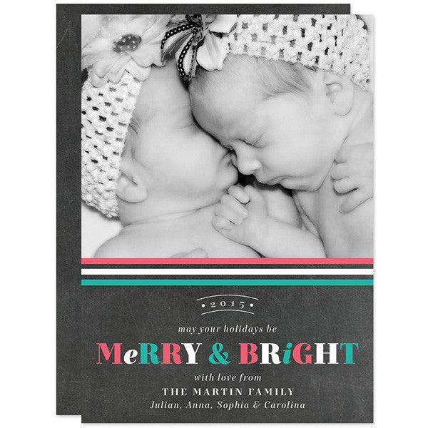 Chalkboard Merry & Bright Christmas Holiday Photo Cards by The Spotted Olive