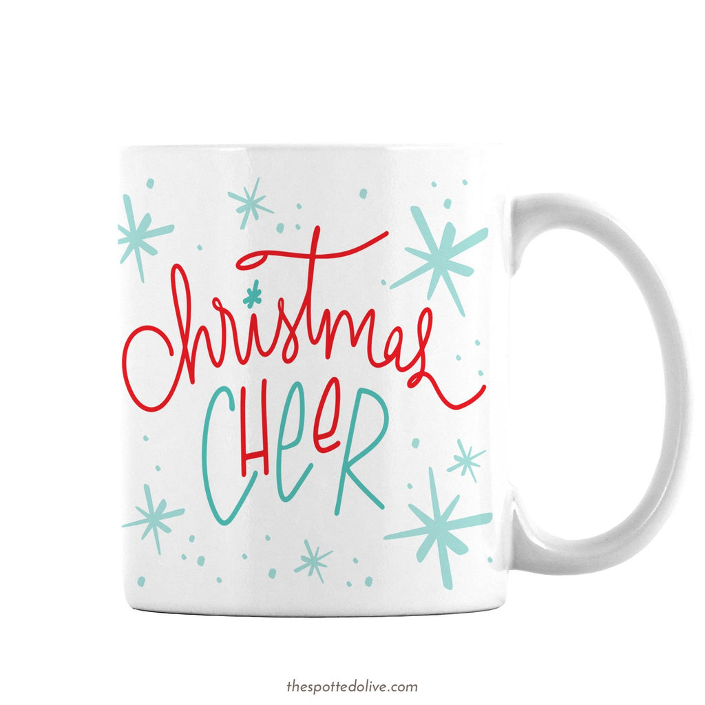 Hand Lettered Christmas Cheer Coffee Mug by The Spotted Olive - Right