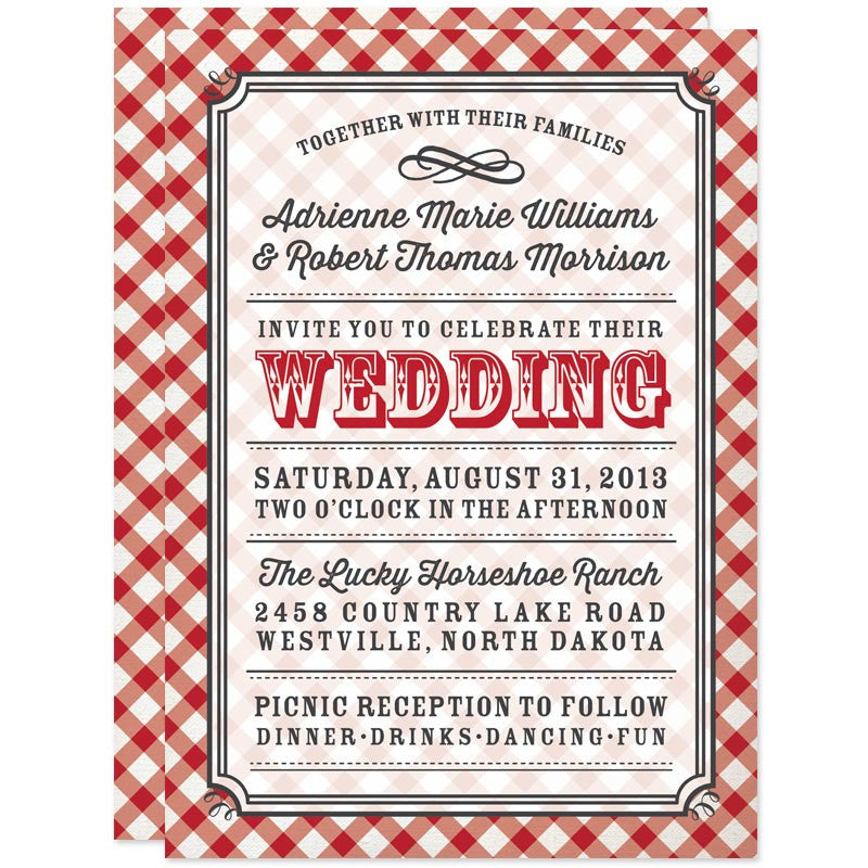 Country Gingham Wedding Invitations by The Spotted Olive