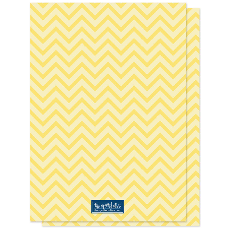 Baby Shower Invitations - Yellow Navy & Gray Chevron - The Spotted Olive - back