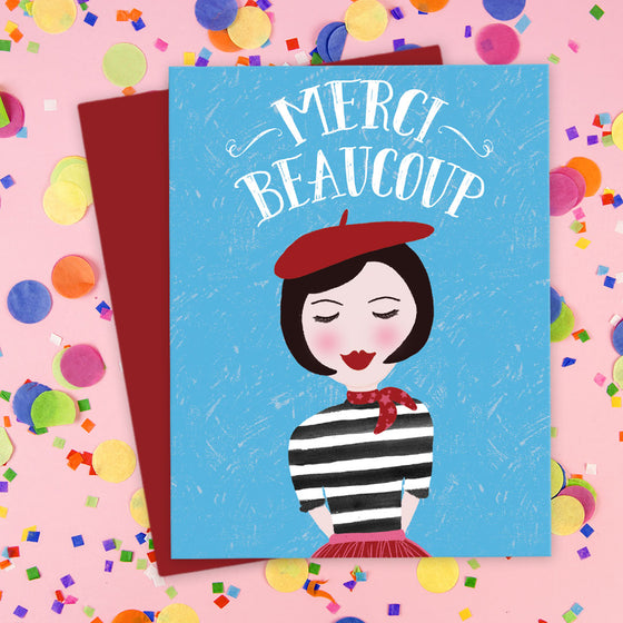 Cute French Girl Thank You Card by The Spotted Olive - Confetti