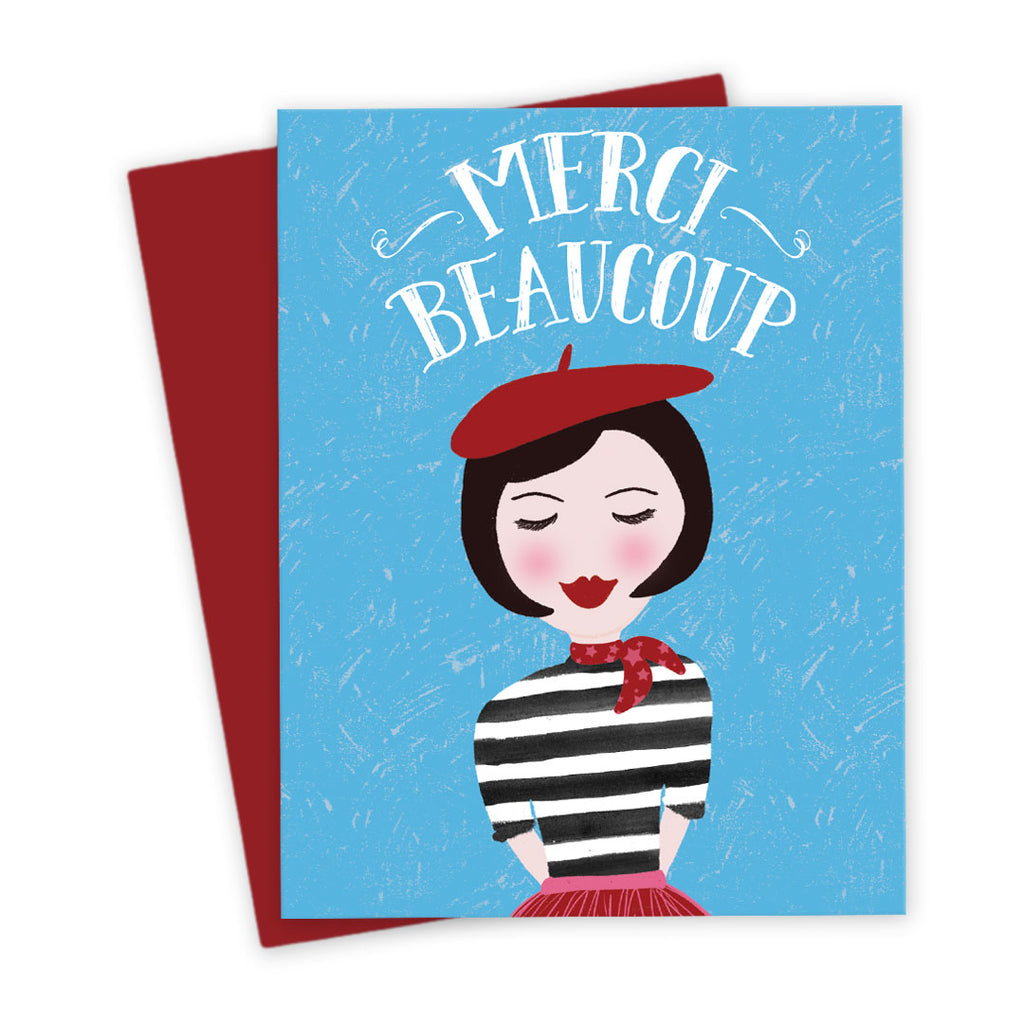 Cute French Girl Thank You Card by The Spotted Olive