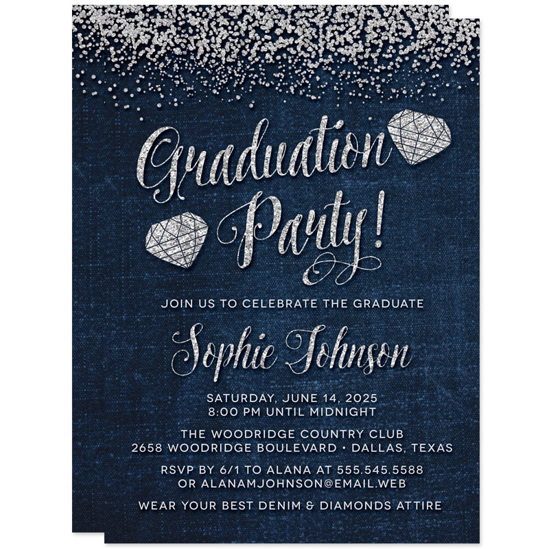 Denim & Diamonds Graduation Party Invitations by The Spotted Olive