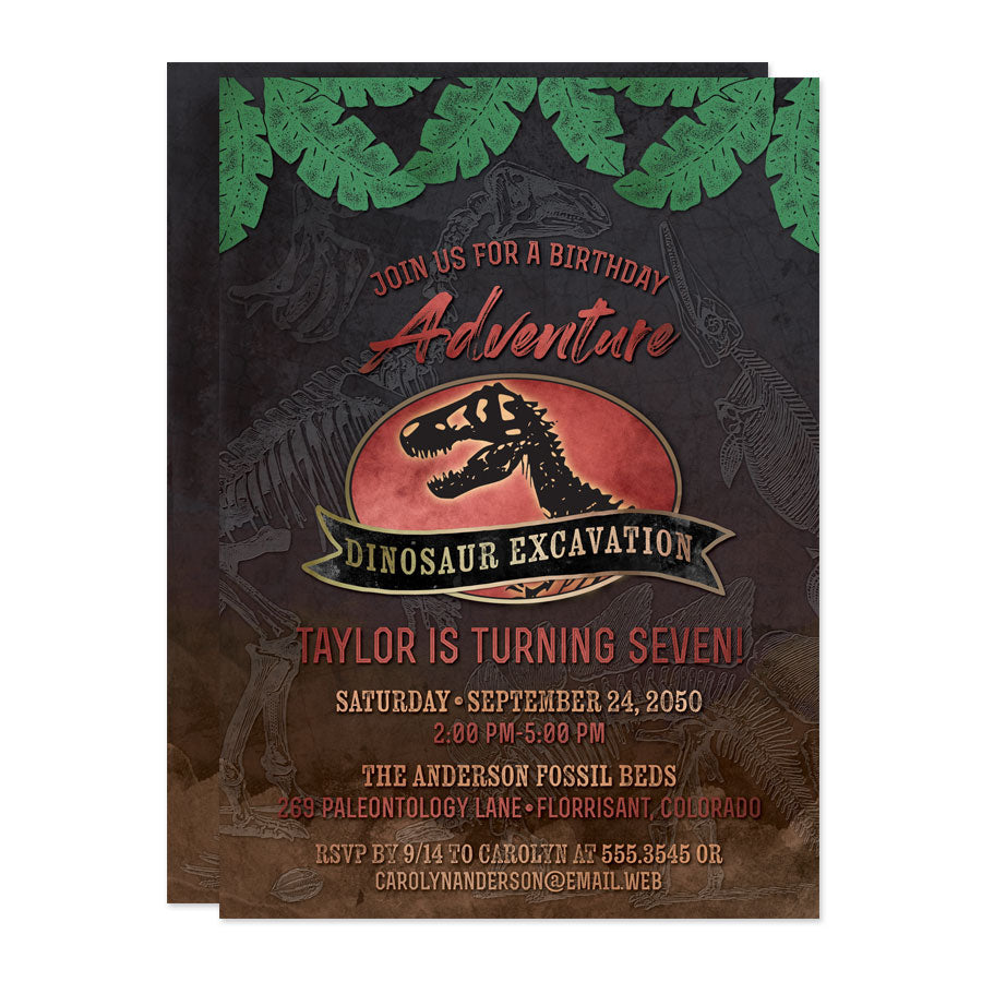Dinosaur Excavation Birthday Party Invitations by The Spotted Olive
