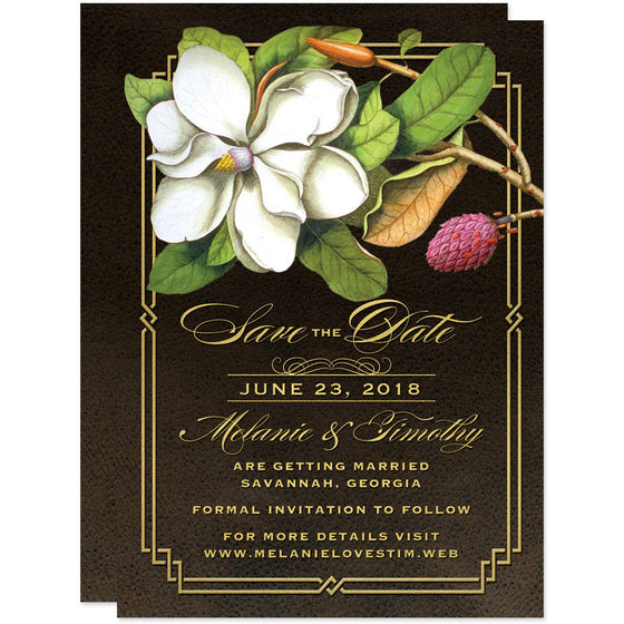 Elegant Vintage Southern Magnolia Save The Date Cards