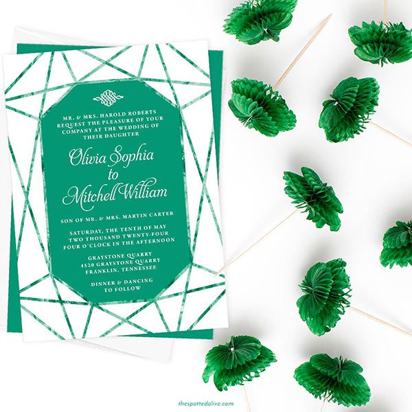 Emerald Gem Wedding Invitations by The Spotted Olive - Scene