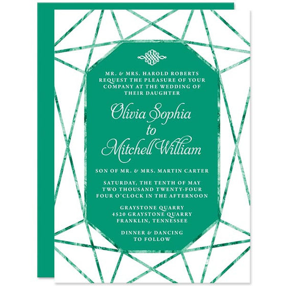 Emerald Gem Wedding Invitations by The Spotted Olive