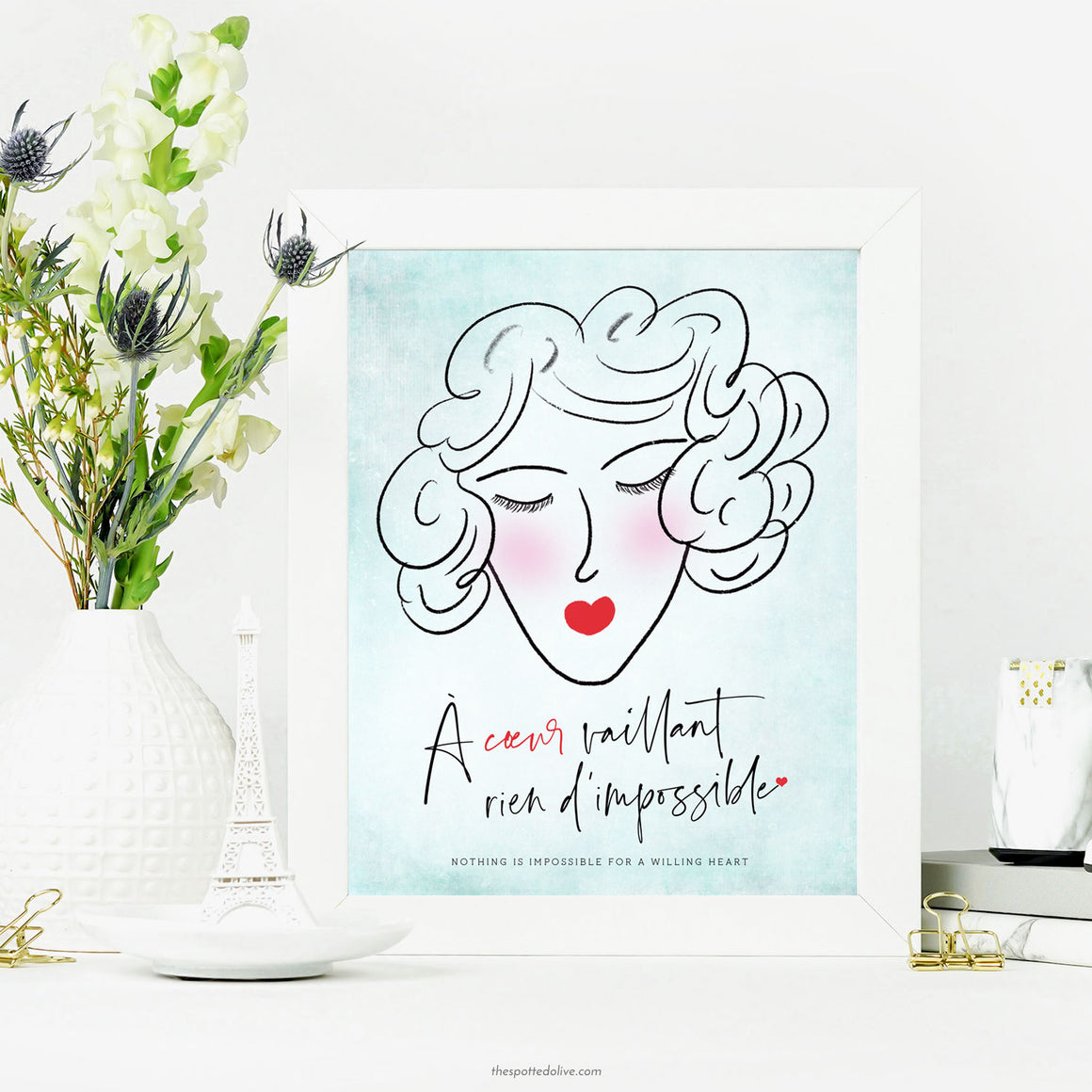 French Willing Heart Lady Printable Art by The Spotted Olive- Scene