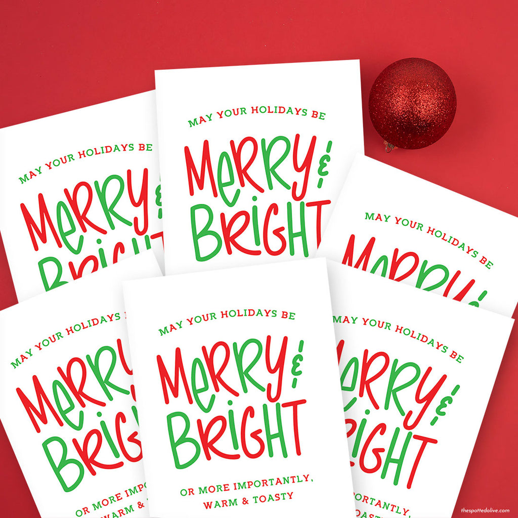 Funny Merry & Bright Holiday Card by The Spotted Olive - Scene