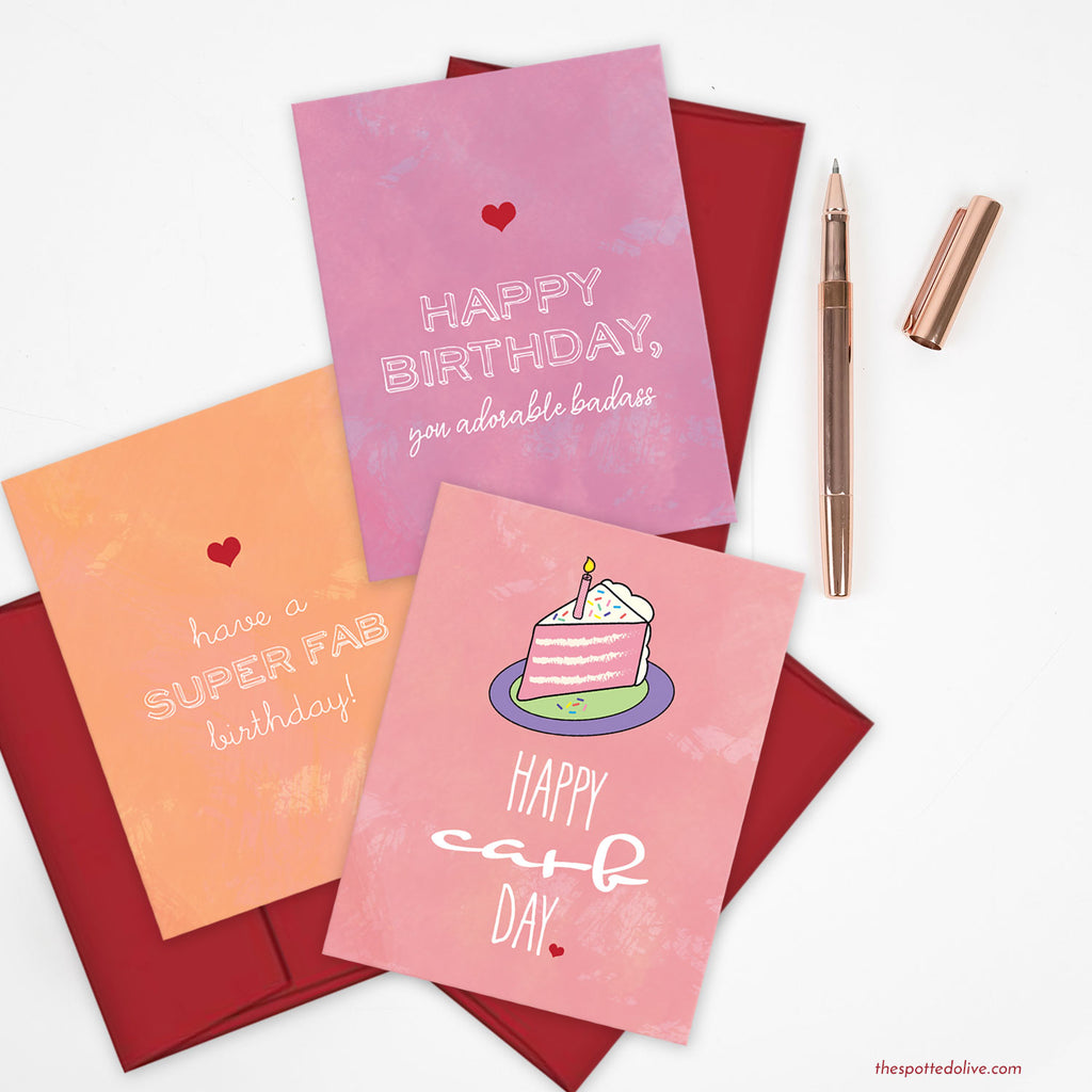 Gal Pal Birthday Card Bundle by The Spotted Olive-Scene