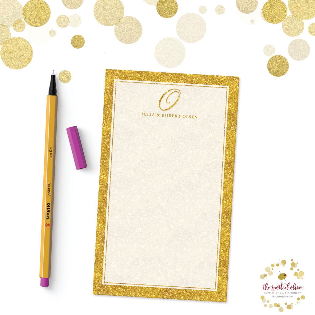 Gold Glamour Initial Personalized Notepad by The Spotted Olive - Branded