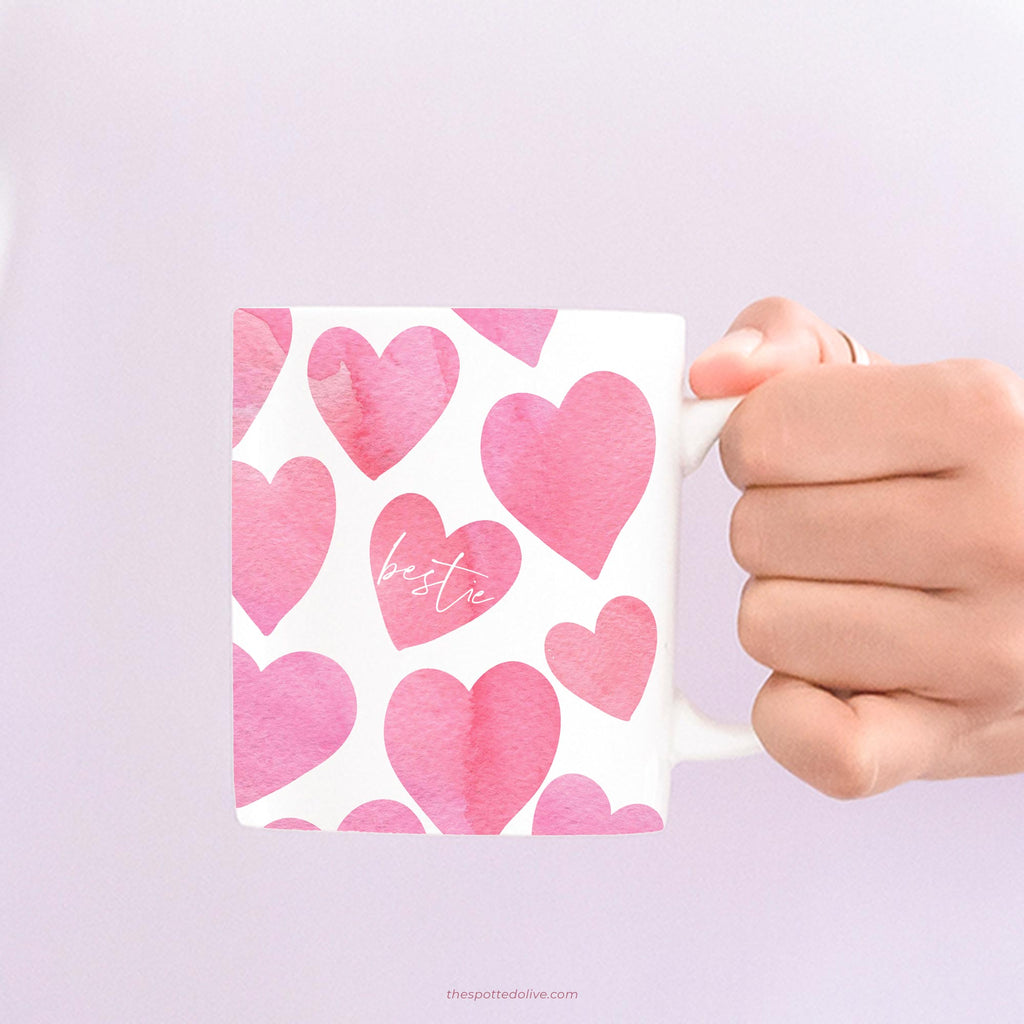 Happy Hearts Bestie Mug by The Spotted Olive - Scene