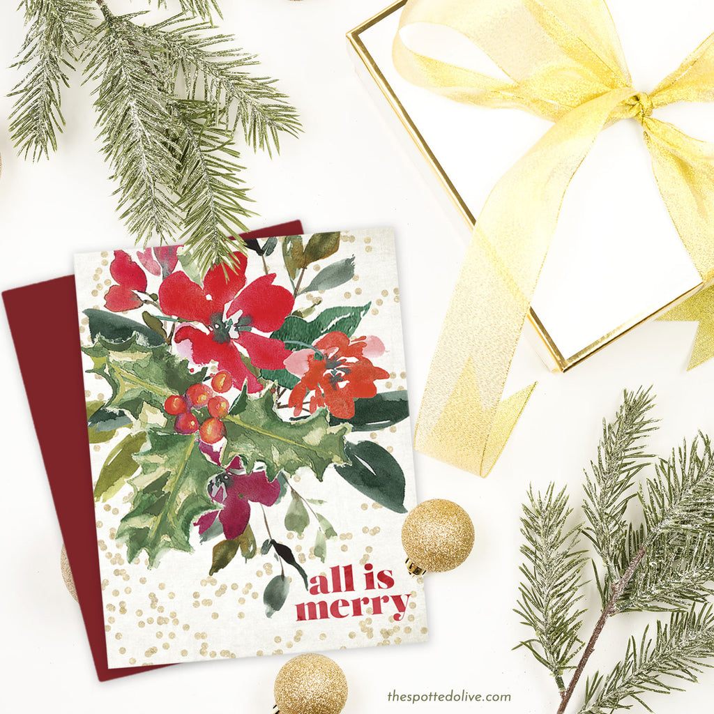 Christmas Bouquet Holiday Card by The Spotted Olive - Scene