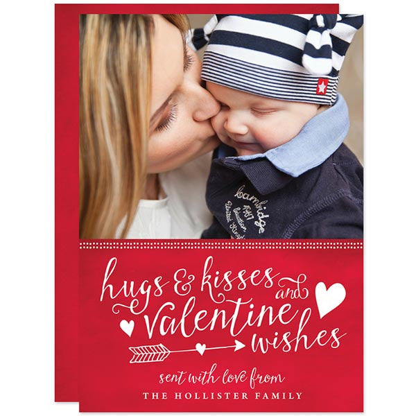 Hugs Kisses Valentine Wishes Valentine's Day Photo Card by The Spotted Olive