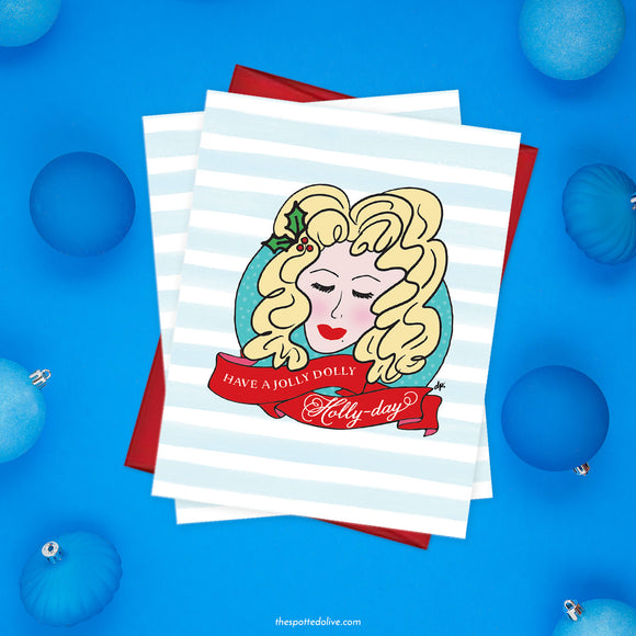Jolly Dolly Holly-day Holiday Card