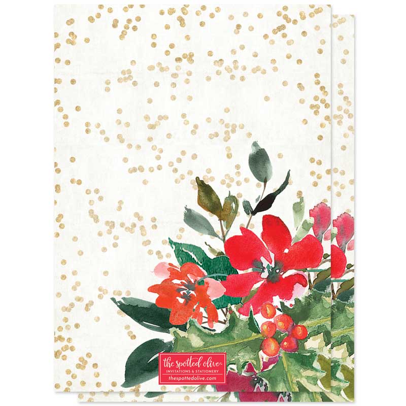 Joyful Christmas Floral Holiday Photo Cards by The Spotted Olive-Back