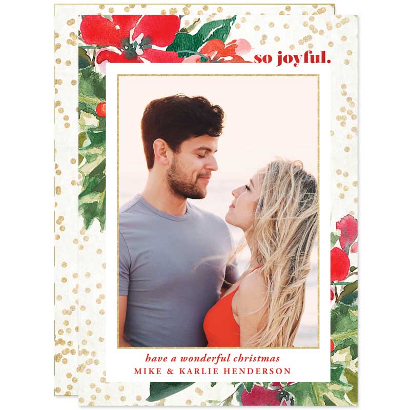 Joyful Christmas Floral Holiday Photo Cards by The Spotted Olive