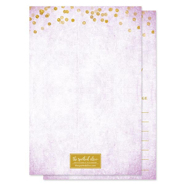 Lavender & Gold Confetti Advice for The Bride Cards by The Spotted Olive - Back