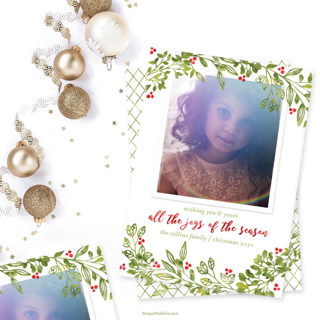 Leafy Joys Holiday Photo Cards by The Spotted Olive - Scene