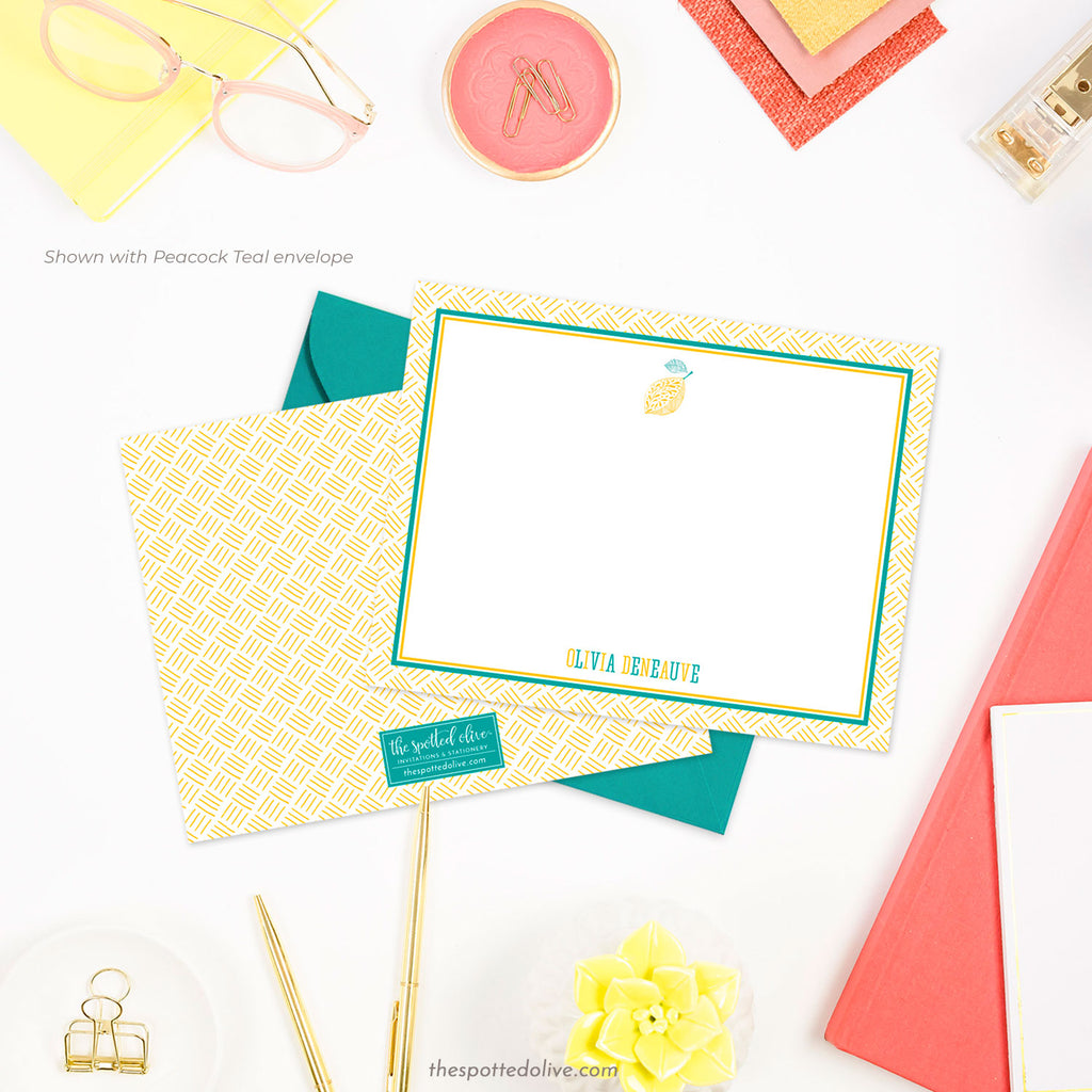 Lemon Fresh Personalized Note Cards by The Spotted Olive - Scene