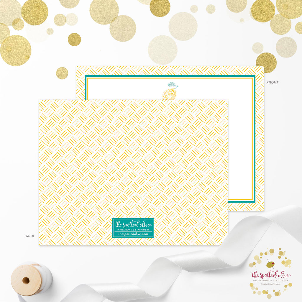 Lemon Fresh Personalized Note Cards by The Spotted Olive - Back