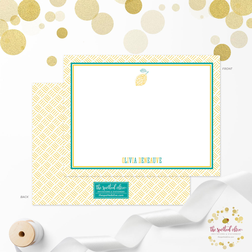 Lemon Fresh Personalized Note Cards by The Spotted Olive