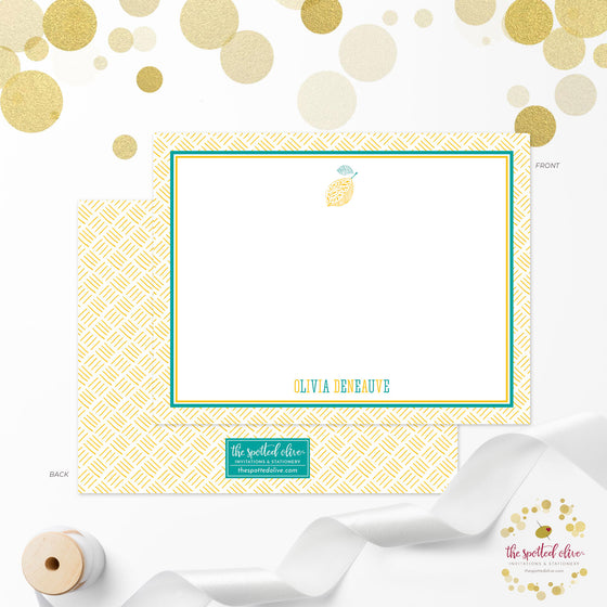Lemon Fresh Personalized Note Cards by The Spotted Olive