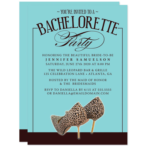 Leopard Print Shoes Bachelorette Party Invitations