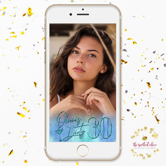 Personalized Snapchat Geofilter - Mermaid Teal Dirty 30 Birthday
