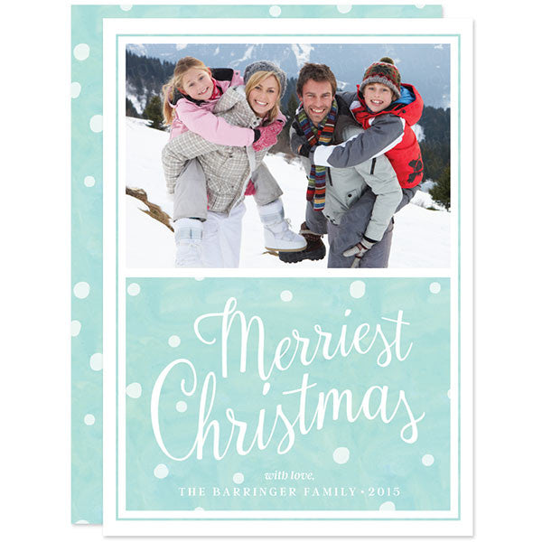 Merriest Christmas Snow Flurries Holiday Photo Card