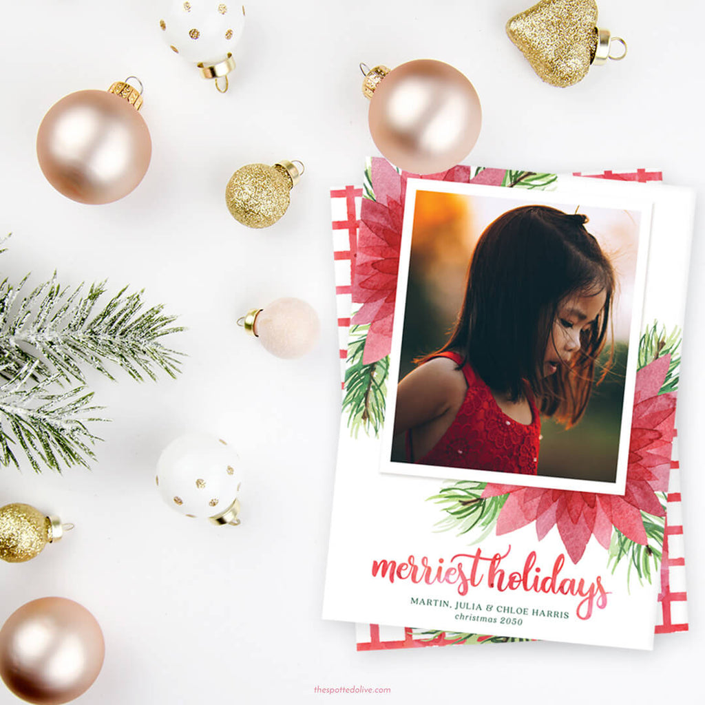 Floral Merriest Holidays Holiday Photo Cards by The Spotted Olive - Scene