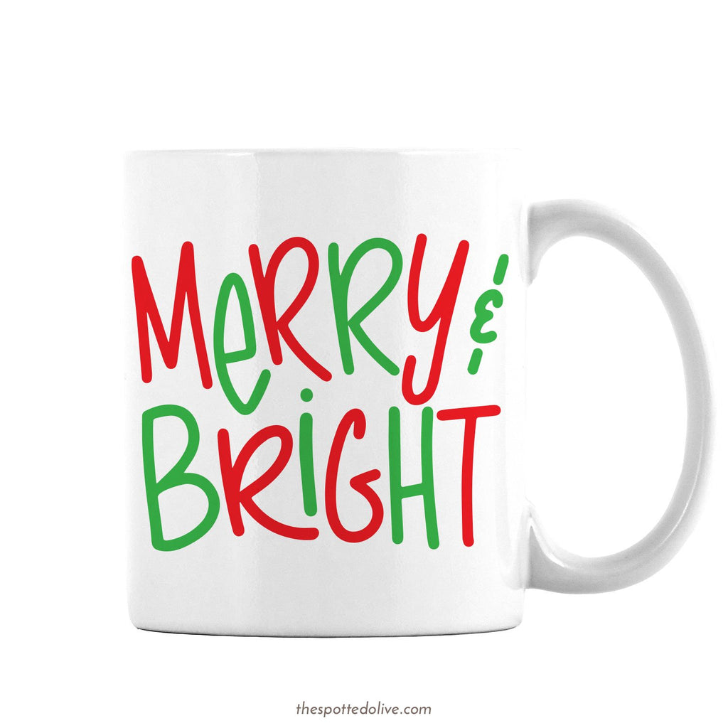 Hand Lettered Merry & Bright Mug By The Spotted Olive - Right